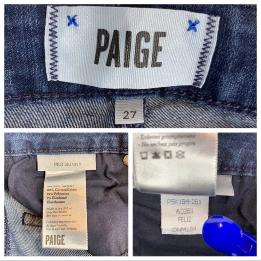 Paige Peg Skinny Feliz Stretch Jeans Sz 27 - Image 8