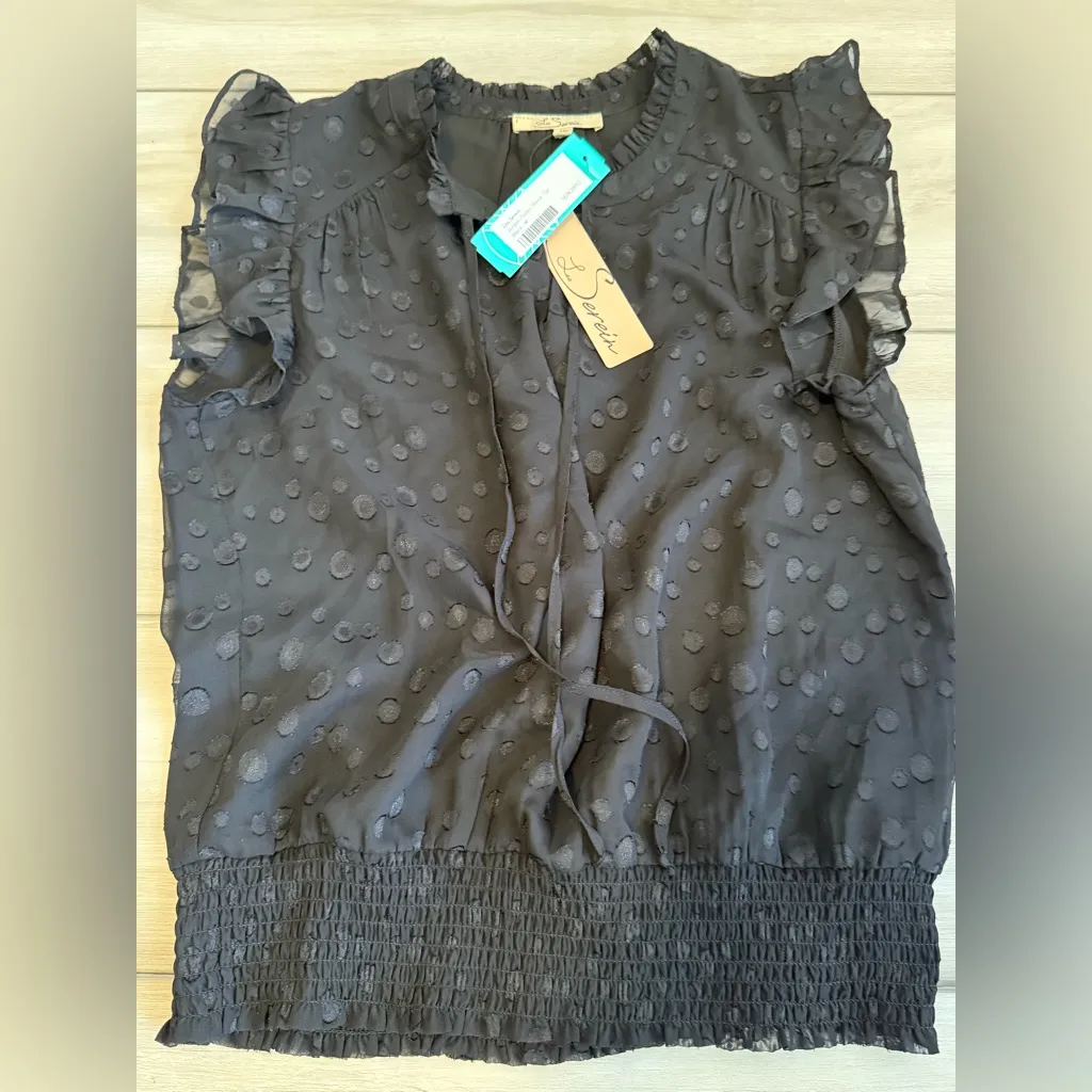 Les Serein Jordan Flutter Sleeve Top BLACK Medium NWT STITCH FIX - Image 8