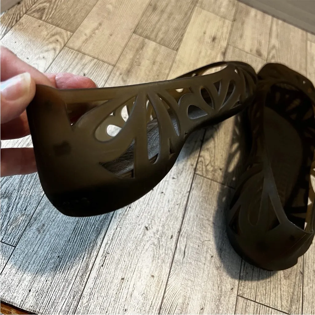 Crocs Adrina Flats Bronze Jelly Slip-On Open Toe Cut Out Shoes Size 7 Y2K - Image 5