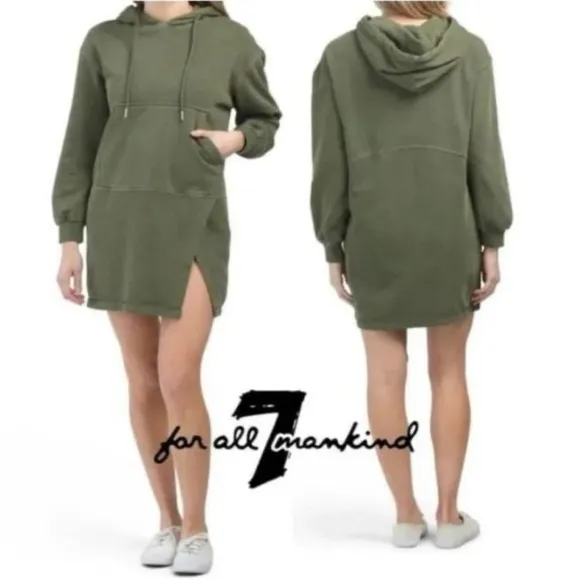 7 for all mankind army green hoodie dress - Image 2