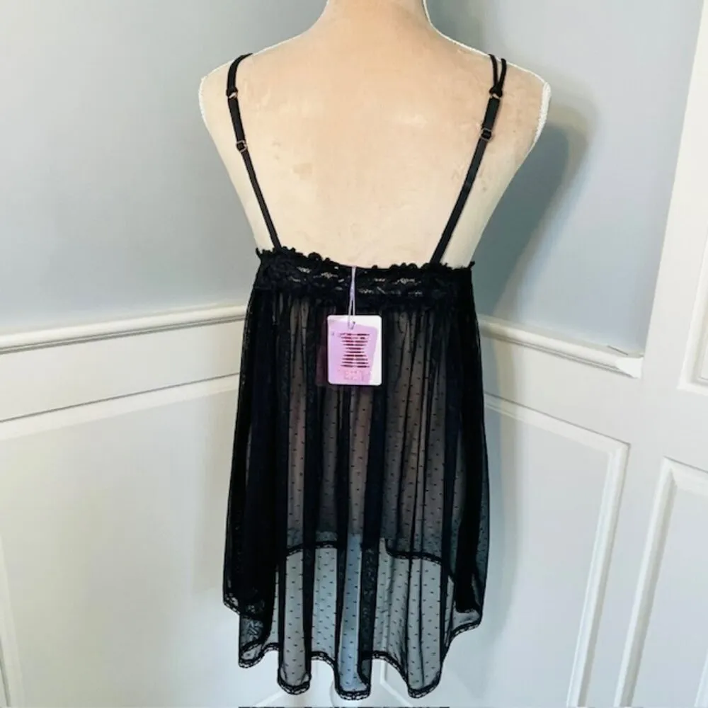 Savage X Fenty NWT Black Lace Trim Sheer Babydoll Nightie 1X New - Image 7