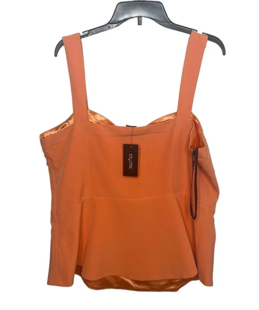 City Chic melon sleeveless peplum sassy class top size 18 medium - Image 4