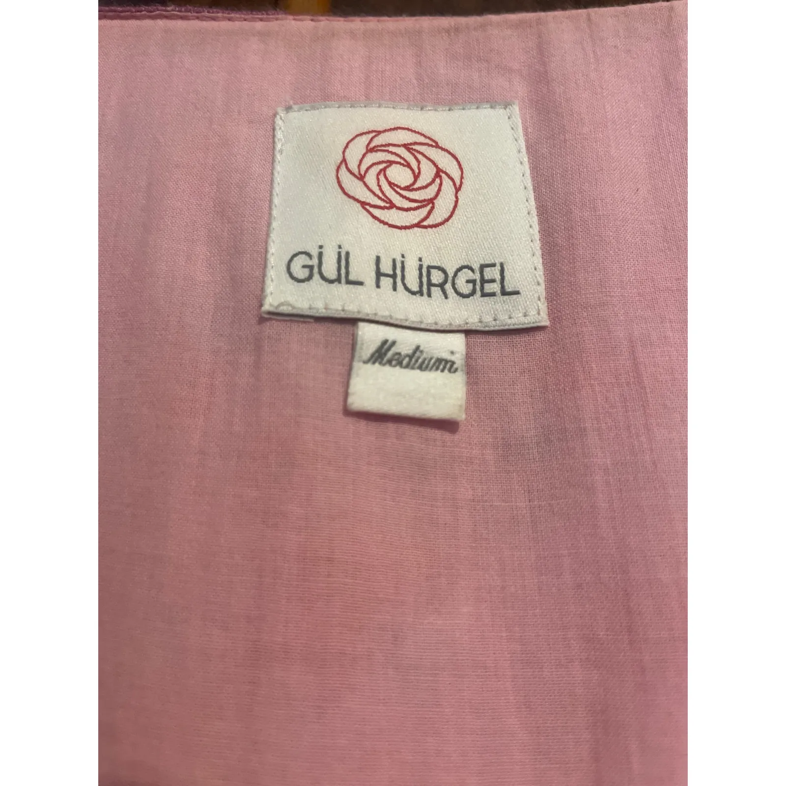 GUL HURGEL Printed Linen Midi Wrap Dress Belted Floral Ruffle Size Medium M Purple - Image 3