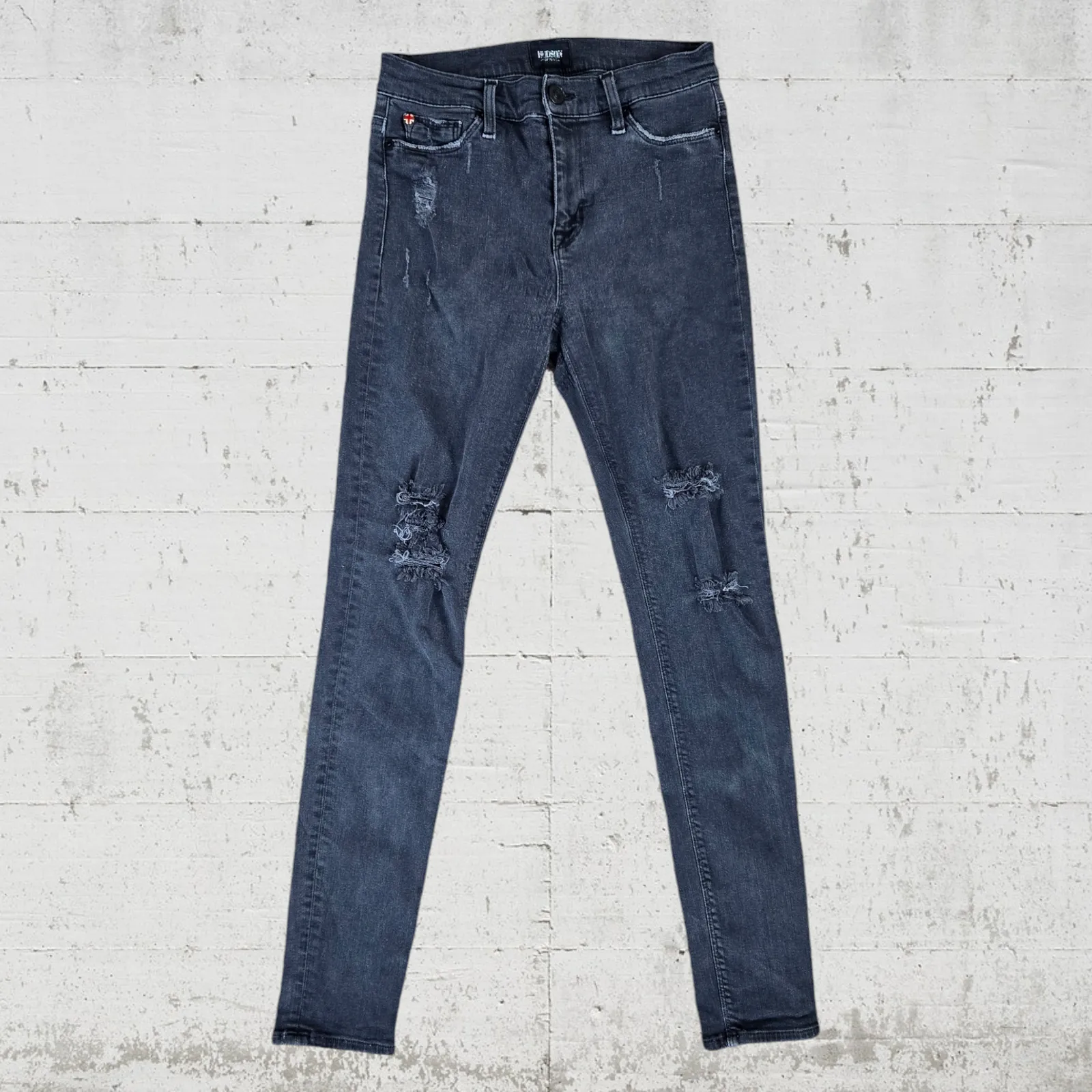 Hudson Nico Black Distressed Mid Rise Stretch Slim Super Skinny Jeans Size 28 - Image 2