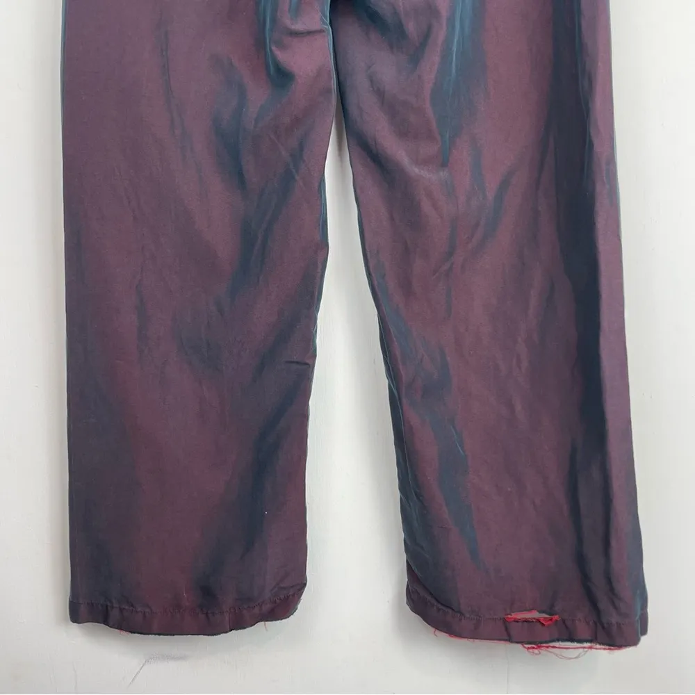 Vtg Y2K Holographic Trouser Pants High Rise Pull On Straight Wide Leg Sz Small Purple - Image 9