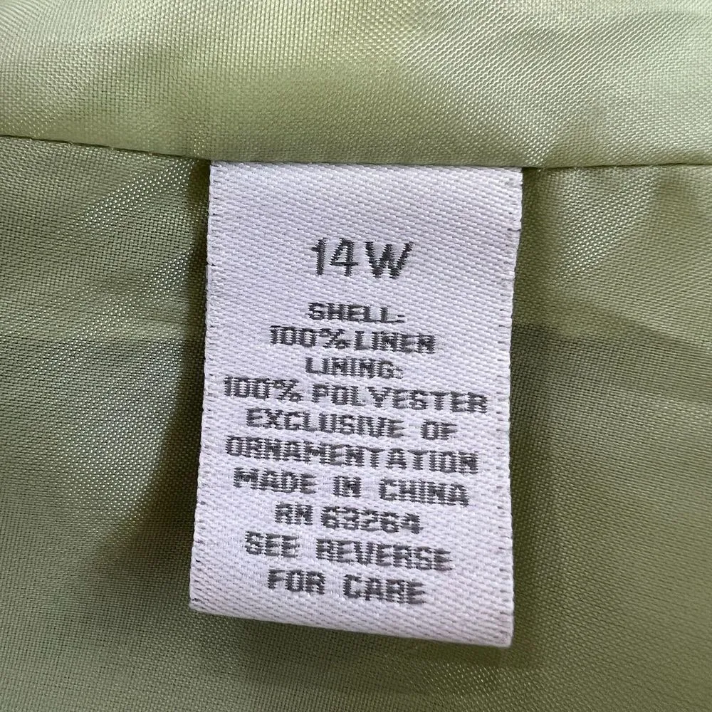 Dressbarn Blazer Womens 14‎ Sage Green Linen Floral Embroideries Career Business - Image 5