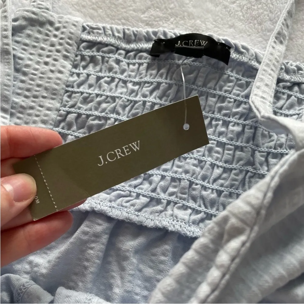 J.Crew NWT Blue Seersucker Tie Front Crop Top - Image 6