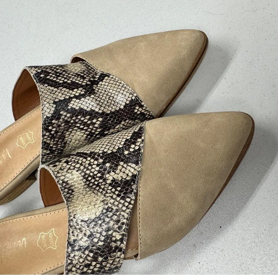Mi:im Tan Snake Print Pointed Toe Mules Womens 7 Classic Flats Comfort Shoes - Image 6