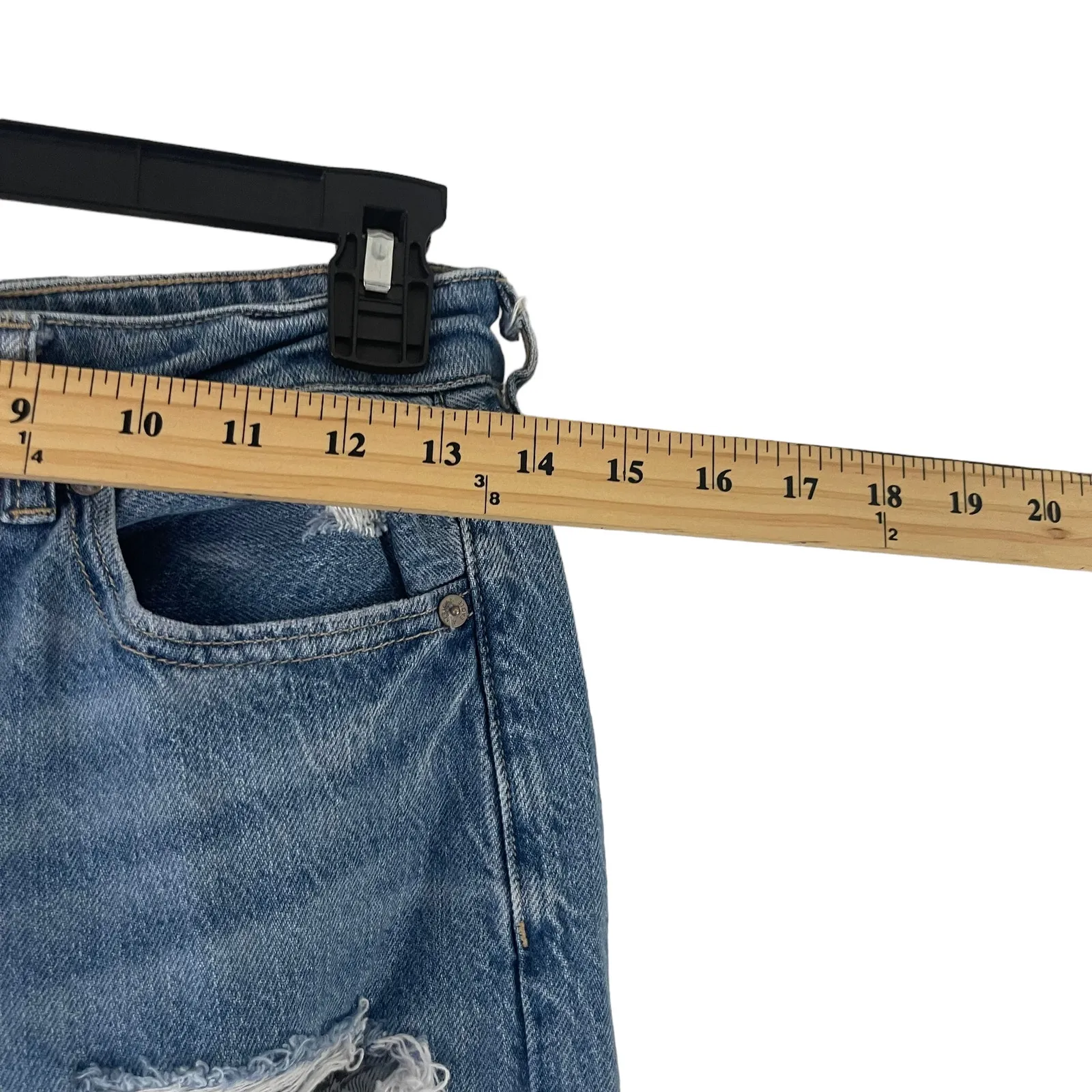 American Eagle Women's‎ Size 8 Mom Plaid Patch Distressed Straight Jeans - Image 11