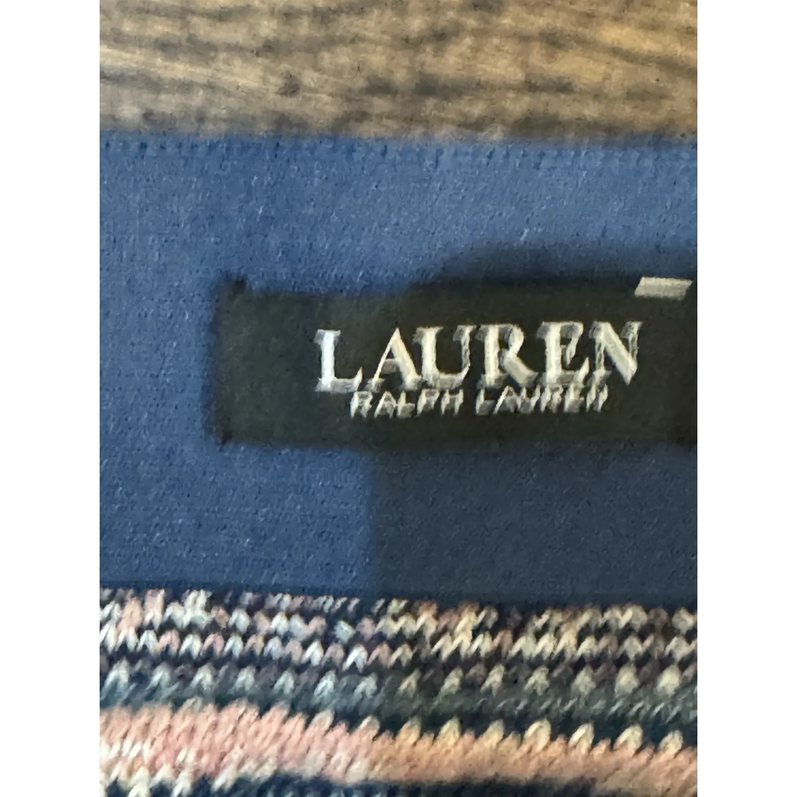 Lauren Ralph Lauren‎ Women Size 3X Geo-Motif Linen Blend Pencil Skirt Pink Blue - Image 6