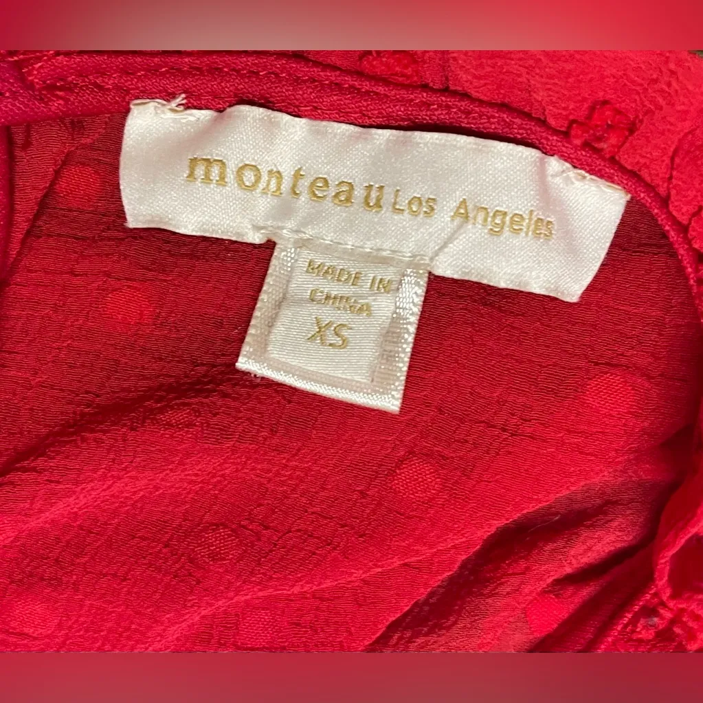 Monteau  Red Ruffled Tiered Sundress - Image 4