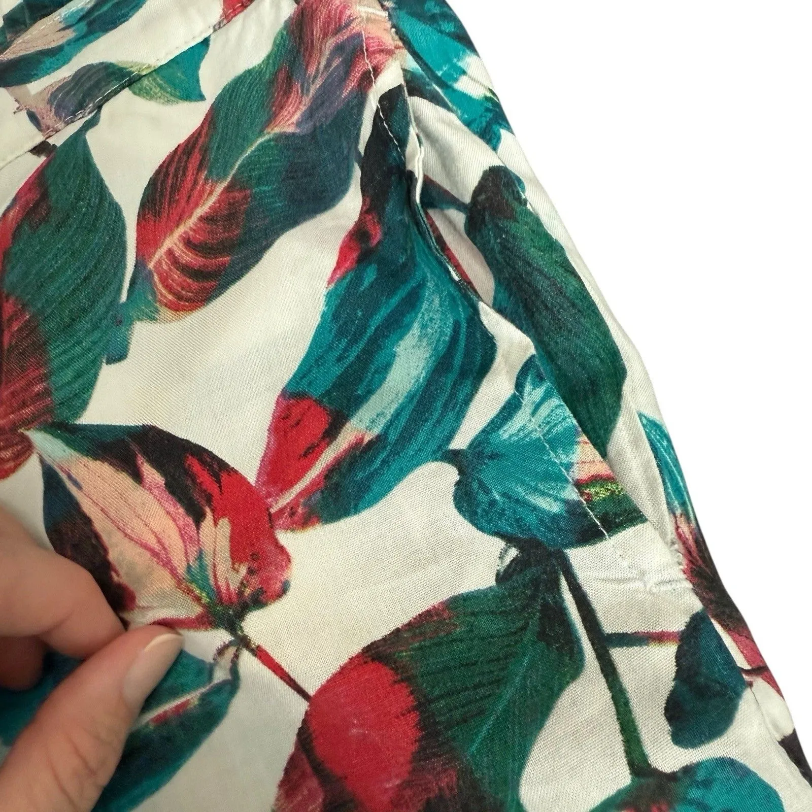 Onia Mila Tropical Leaf‎ Print White Pants Wide Leg Swim Beach Cover Up Size S - Image 6