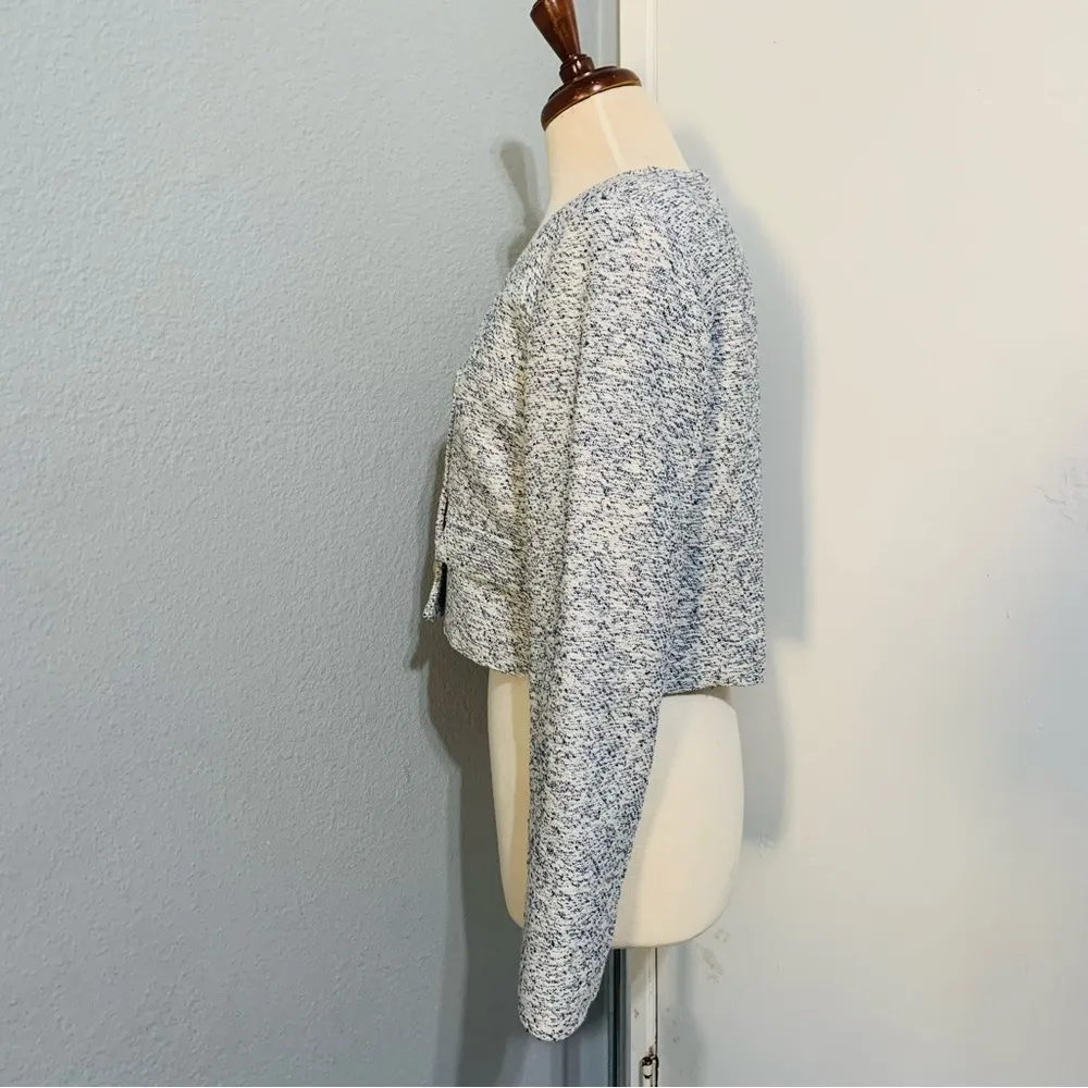 Zara Bloggers Fav Long Sleeves Round Neck Gold Button Textured Blazer Size M - Image 11