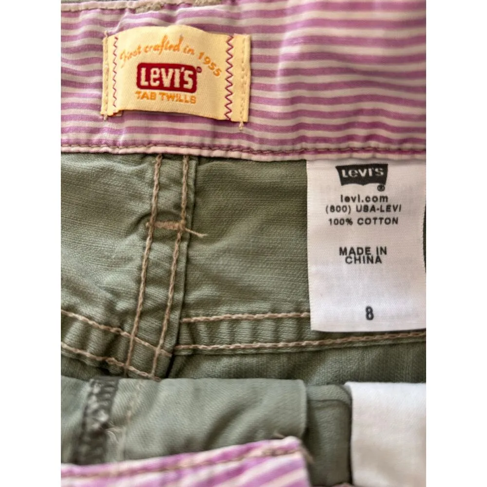 Vintage Y2K Levi's Straight Green Cargo Pocket Short Skirt Grunge Tab Twills 8aZ - Image 3