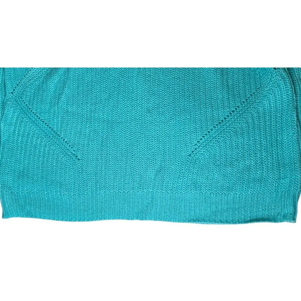 Aeropostale Womens Soft Cropped Cable Knit Turquoise Blue Sweater Size L - Image 2