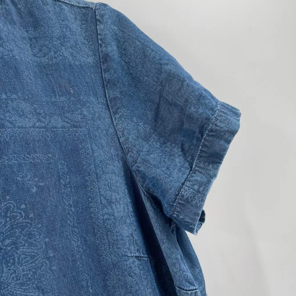 J.JILL Dress Size Small Chambray Denim Button Down Casual Lightweight Patchwork - Image 7