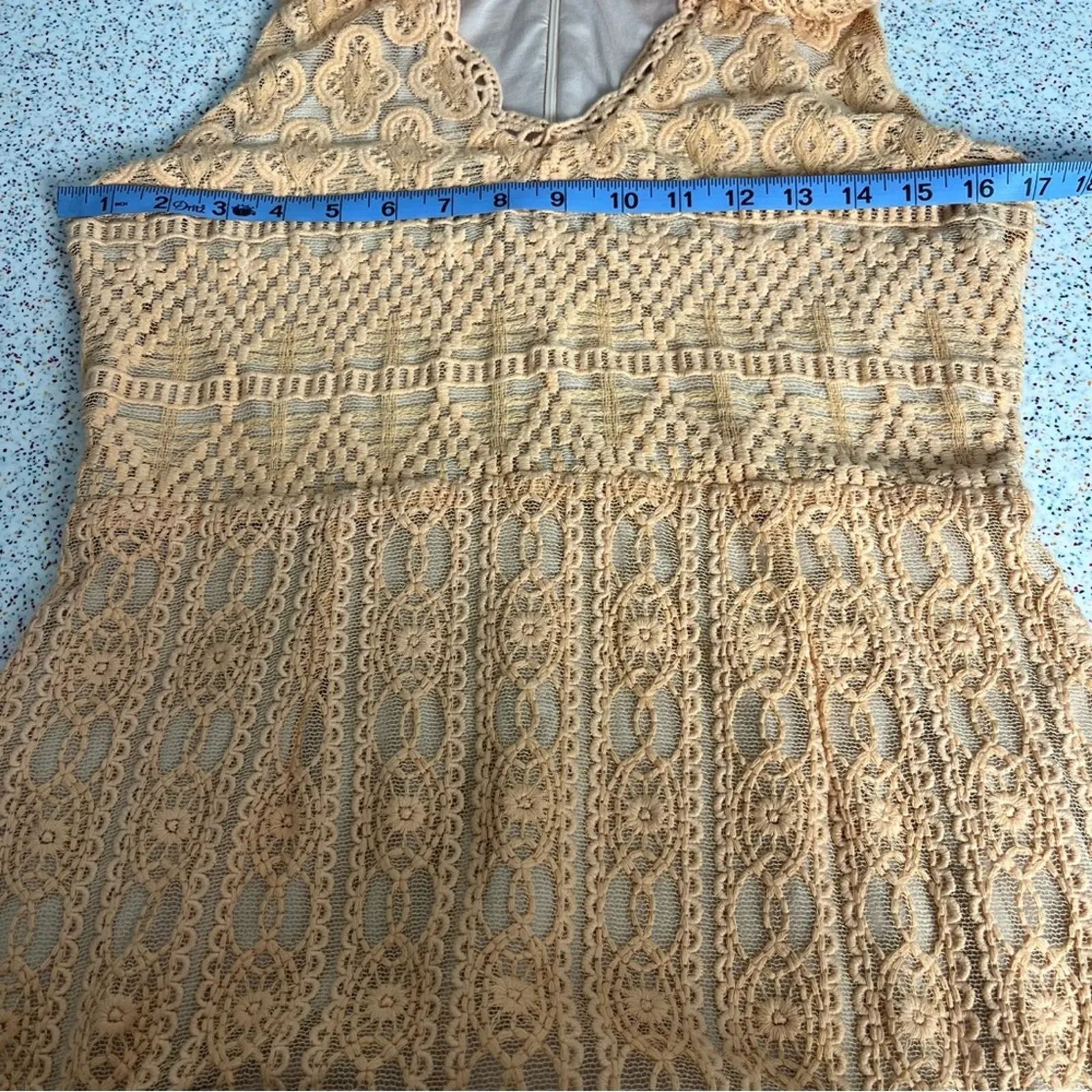 Anthropologie KOROVILAS Calantha Crochet Maxi Dress Peach Women’s Size M - Image 9