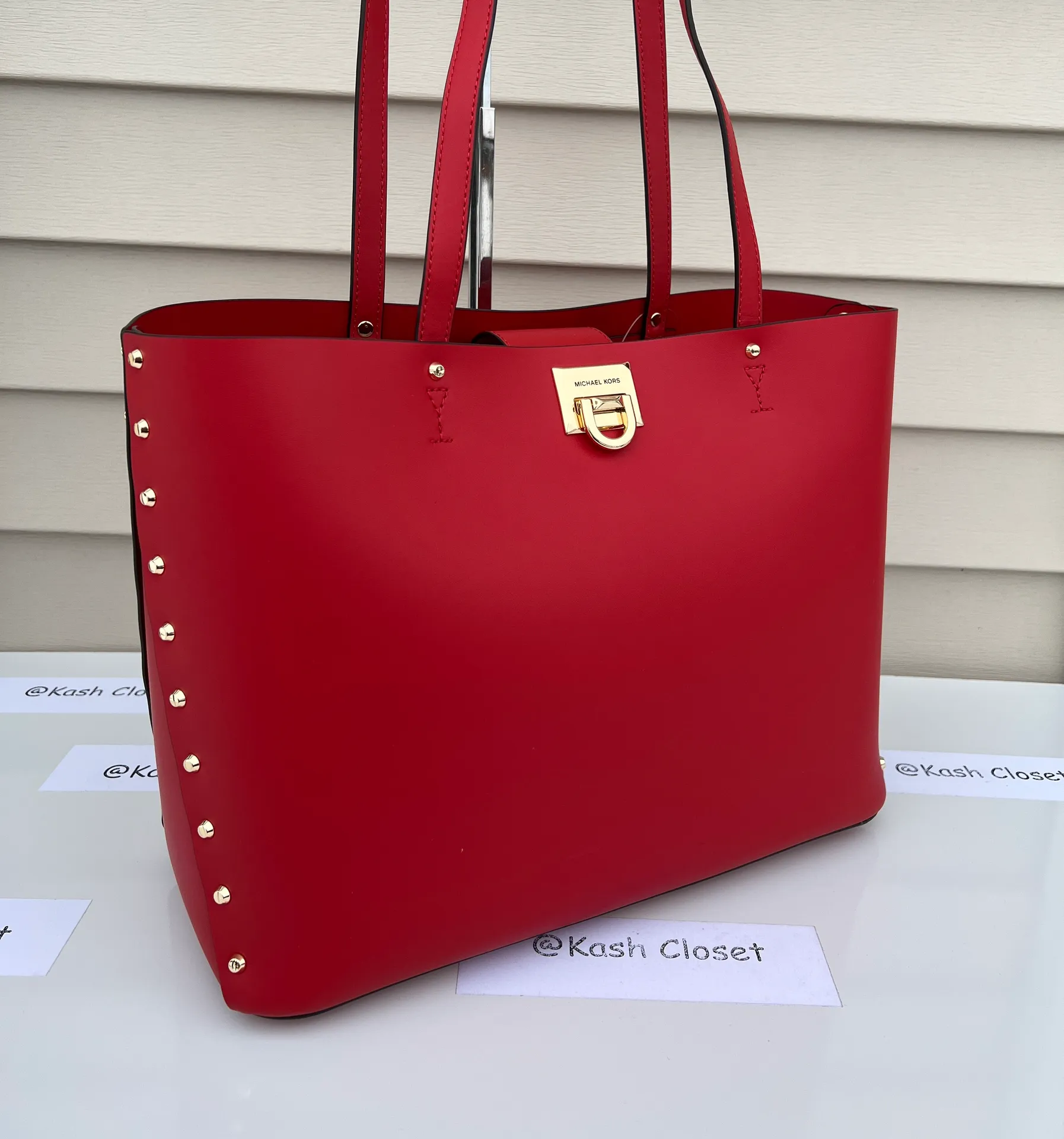 MK Manhattan Large Leather Tote - Flame - Image 2