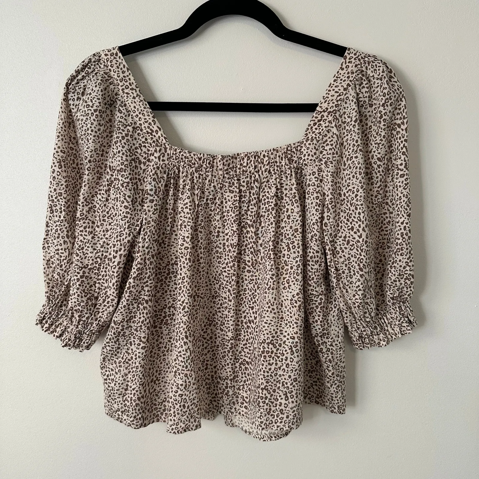 Rails Lola Sand brown & tan cheetah print short sleeve top size XS - Image 12