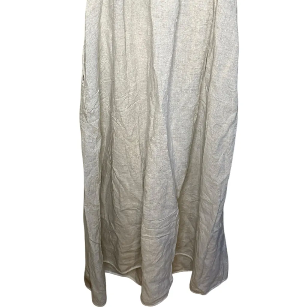 Little Lies Exceptionally Breezy Beige Linen Cutout Maxi Dress With Pockets New White Size L - Image 7