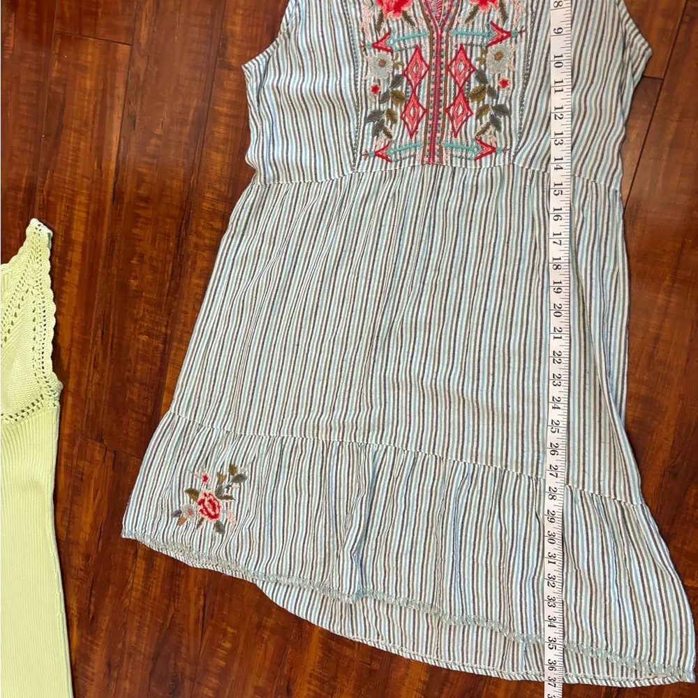 Johnny Was Workshop Cyrielle Effortless Boho Tank Dress StripedEmbroidered small - Image 14