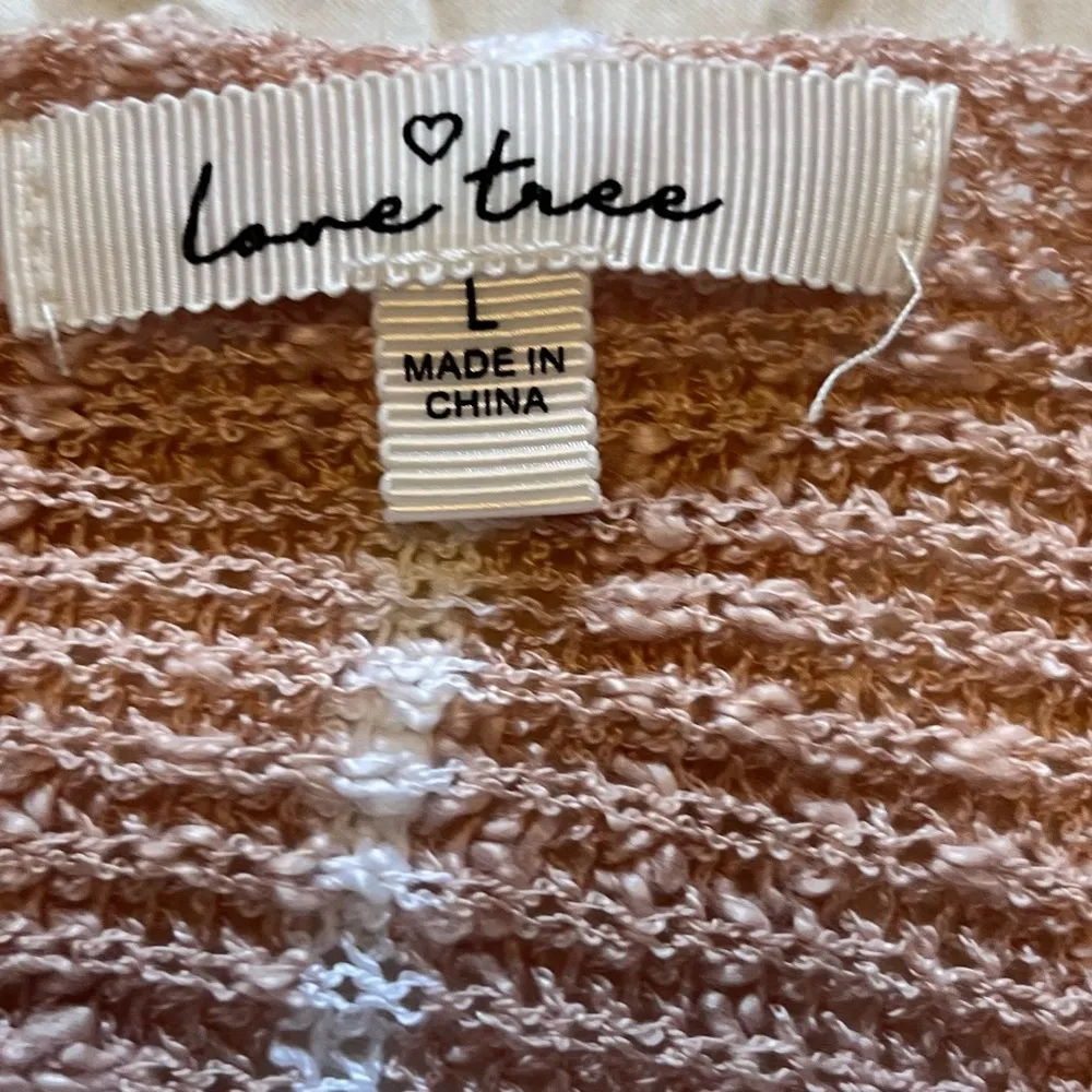 love tree pink and white striped twist knot back sweater size large - Image 6