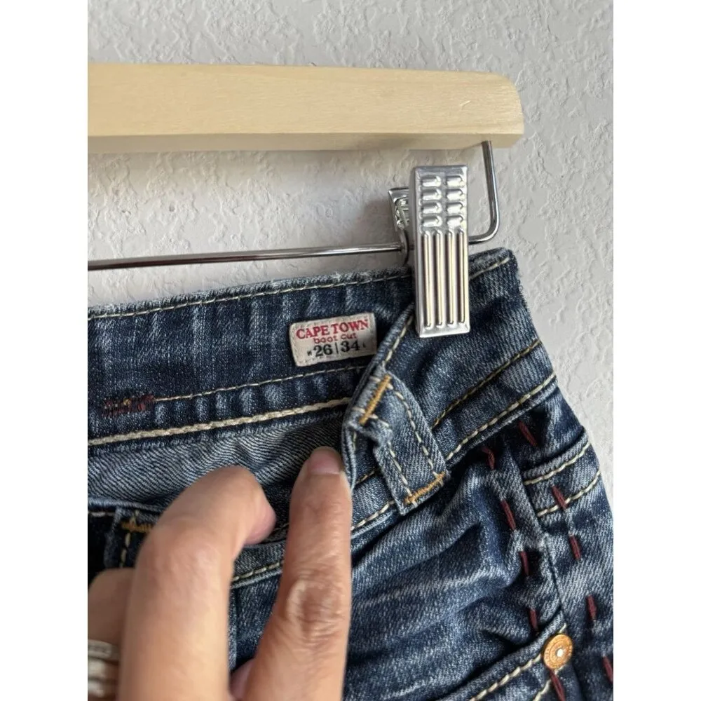 MEK Denim Capetown Bootcut Dark Wash Women's Jeans Low Rise Size 26 x 34 - Image 10