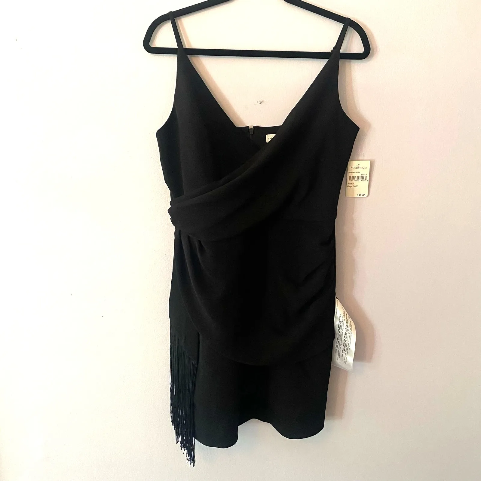 NWT Dress The Population Alida Black Fringe Sleeveless Mini Dress Women's Large - Image 2