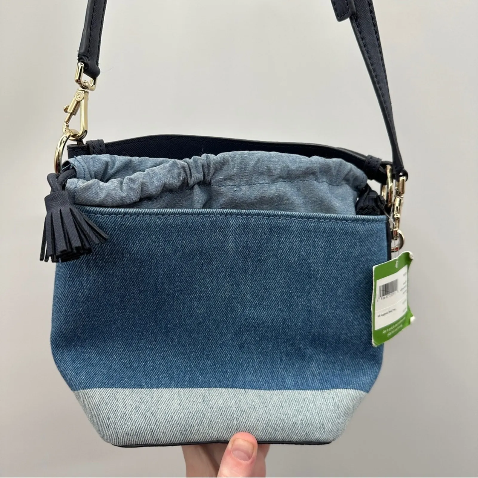 Kate Spade California Dreaming Pippa Blue Denim Palm Tree Bucket Bag NEW RARE‎ - Image 8