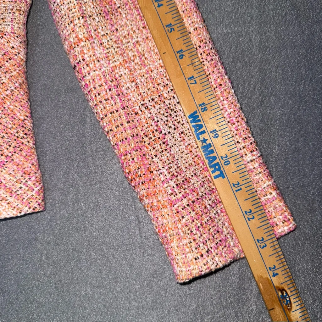 Talbots Peach Pink Multicolor Tweed Peplum Zip up Business‎ Jacket Blazer size 6 - Image 8