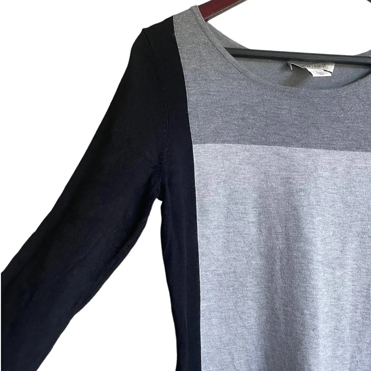 White House Black Market Women‎ Top Knit Side Slit Stretch Black Gray Lagenlook - Image 4