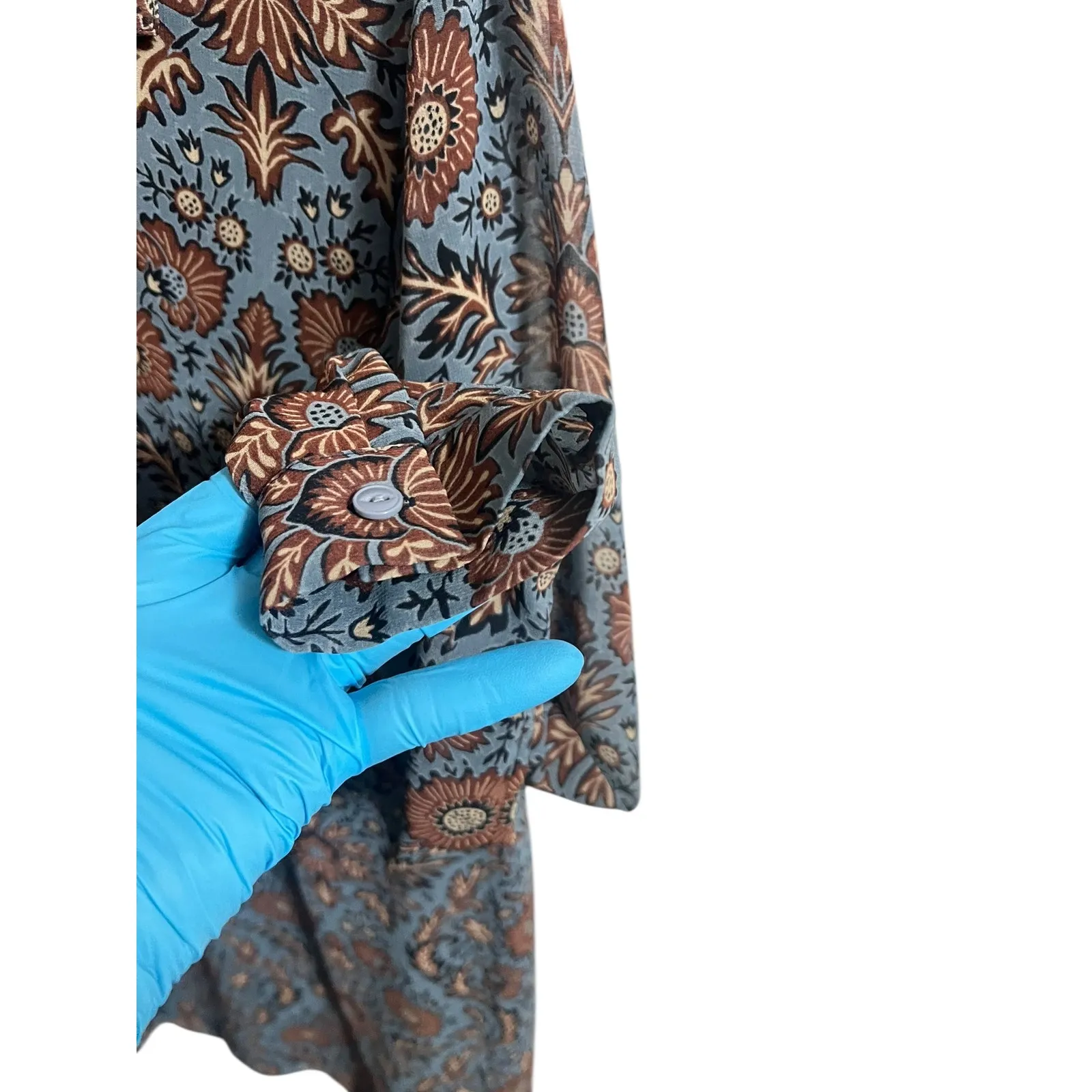 Cabi Provincial Blue Floral Dress 3295 Long Sleeve Shift Womens Size M Tunic - Image 6