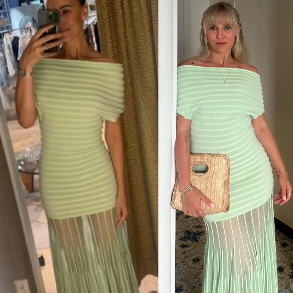 ALEXIS Marce Off-Shoulder Mint Knit Maxi Dress Size Medium NWOT - Image 8