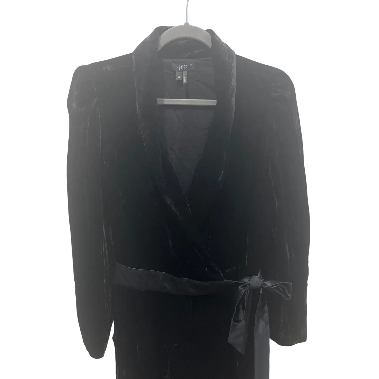 Paige Velvet Tuxedo Long Sleeve Jumpsuit Sz 4 - Image 3