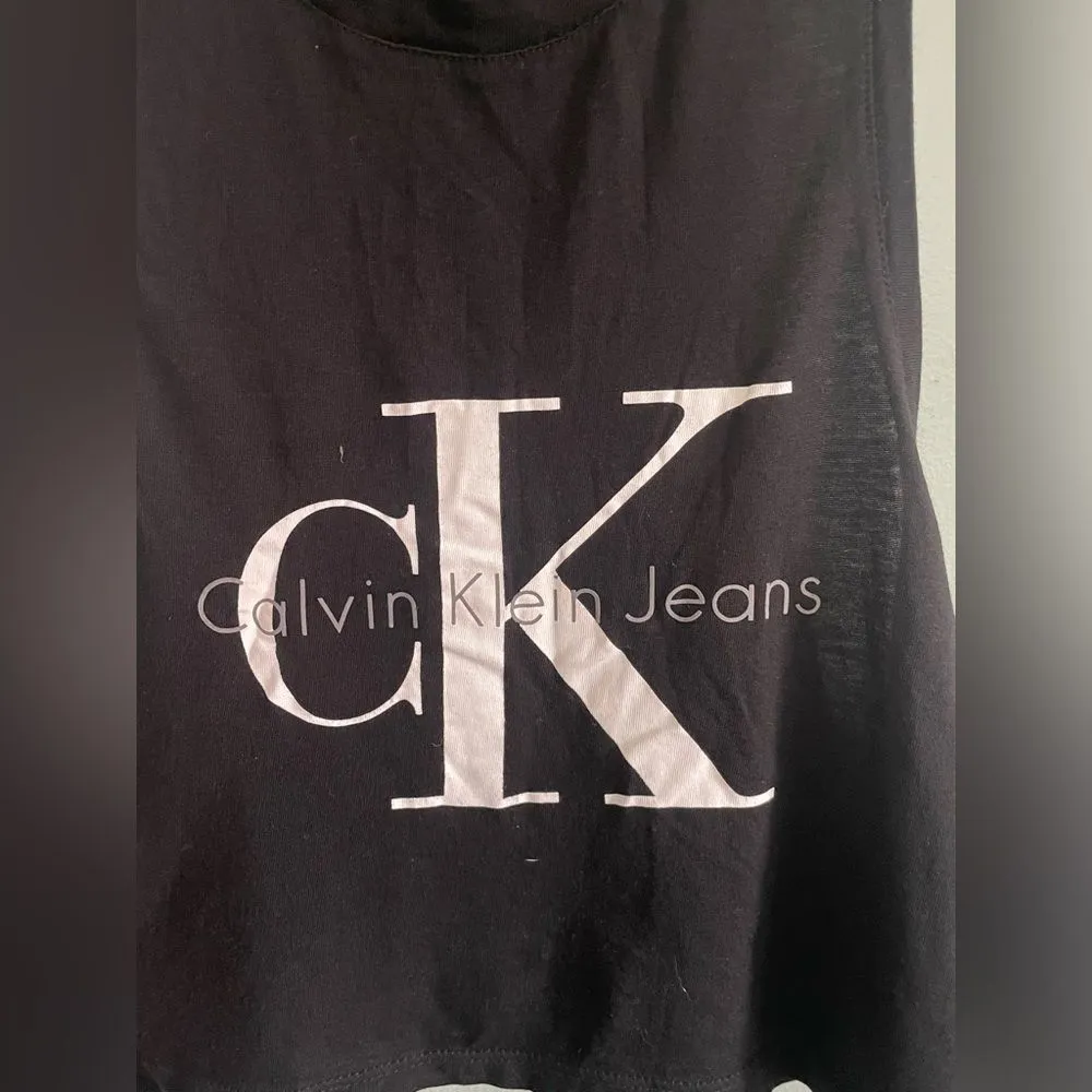Calvin Klein Jeans Black Muscle Crop Tank Top SZ XS - Image 3