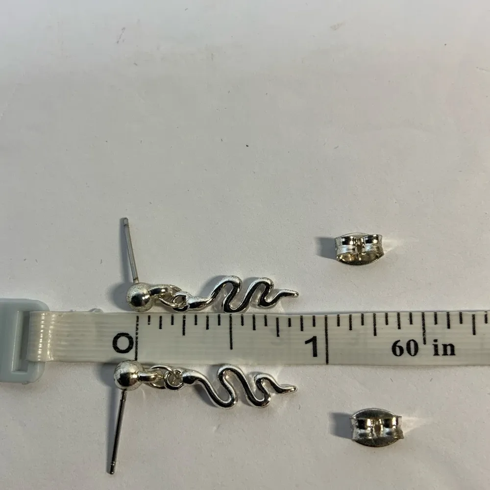 Silver tone snake necklace w/clear rhinestones necklace set of snake earrings - Image 7