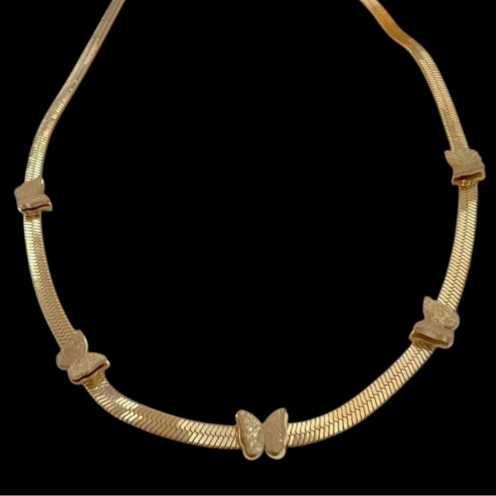 18K Gold Plated Herringbone Butterfly Necklace Stainless Steel womens jewelry - Image 2