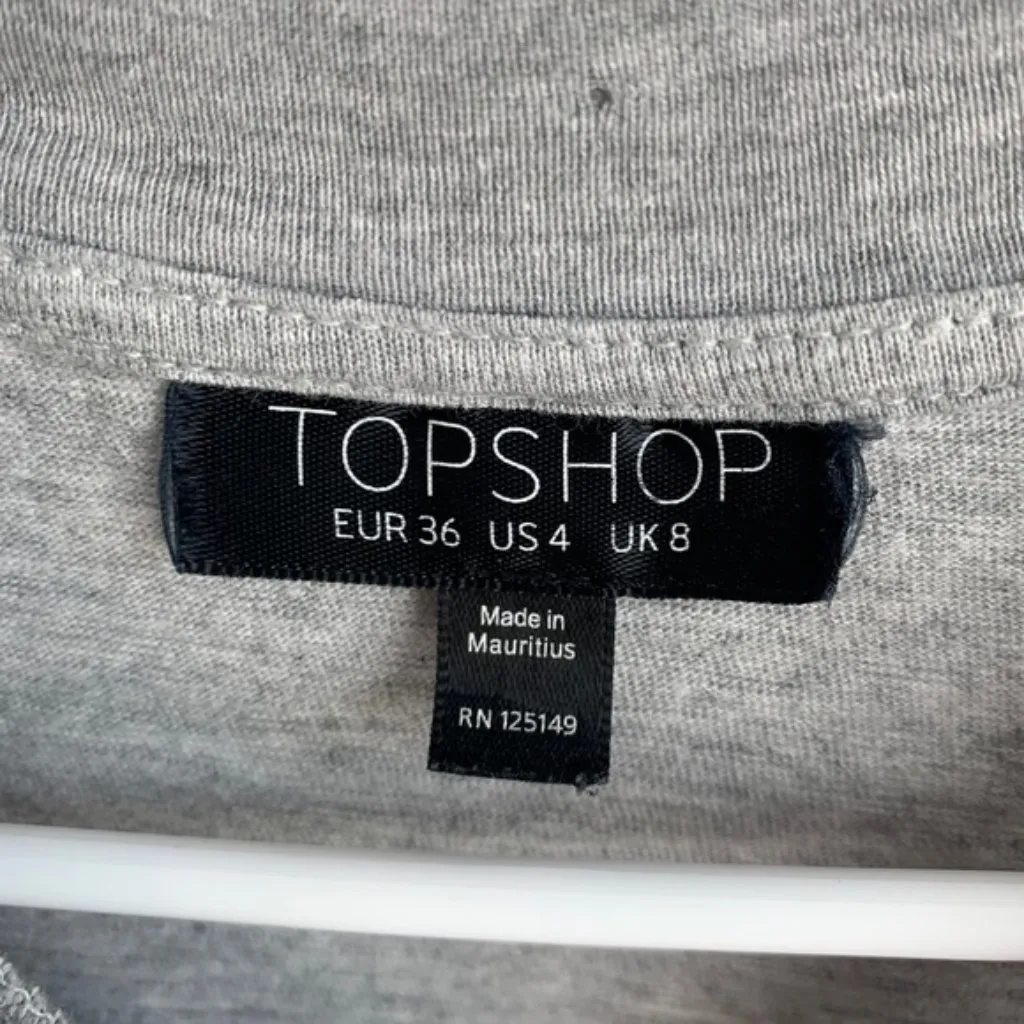 TOPSHOP Gray Tie Short Sleeve Crop Top - Image 4