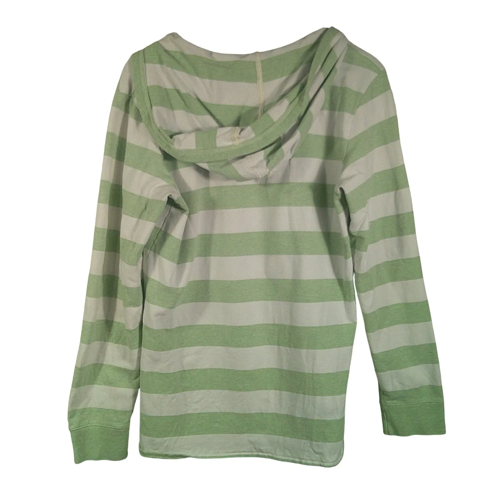 The Black Dog Striped Hooded Long Sleeve Shirt Women's XL‎ Logo Green & White - Image 8