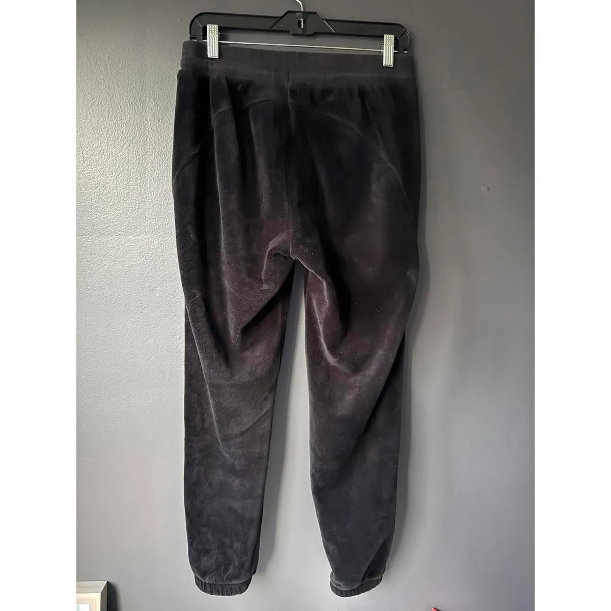 Athleta  Black Velour Sweatpants with Fleece lining and Drawstring Waist - Image 2