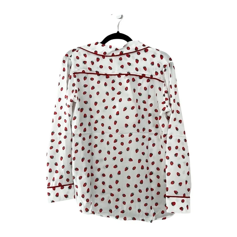 NWT PLUSH Revolve Strawberry Satin Short Pajama Set W/ Eyemask Sz S White - Image 3