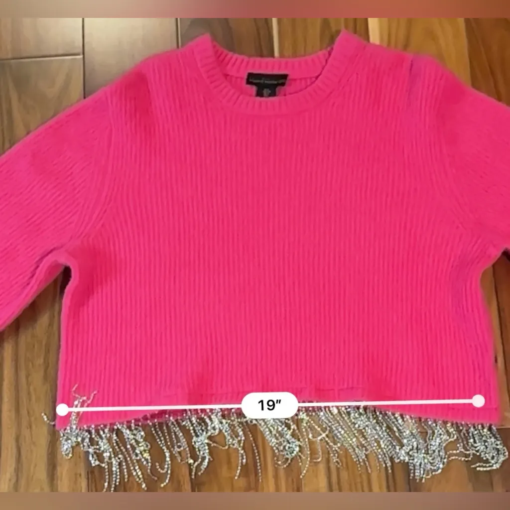 House of Harlow 1960 Pink Sweater with Fringe Hem Size L - Image 6