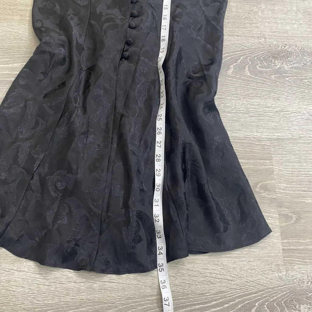 Vintage Adonna Slip Dress Sz M Black Floral Satin Lingerie Coquette Whimsycal Size M - Image 2