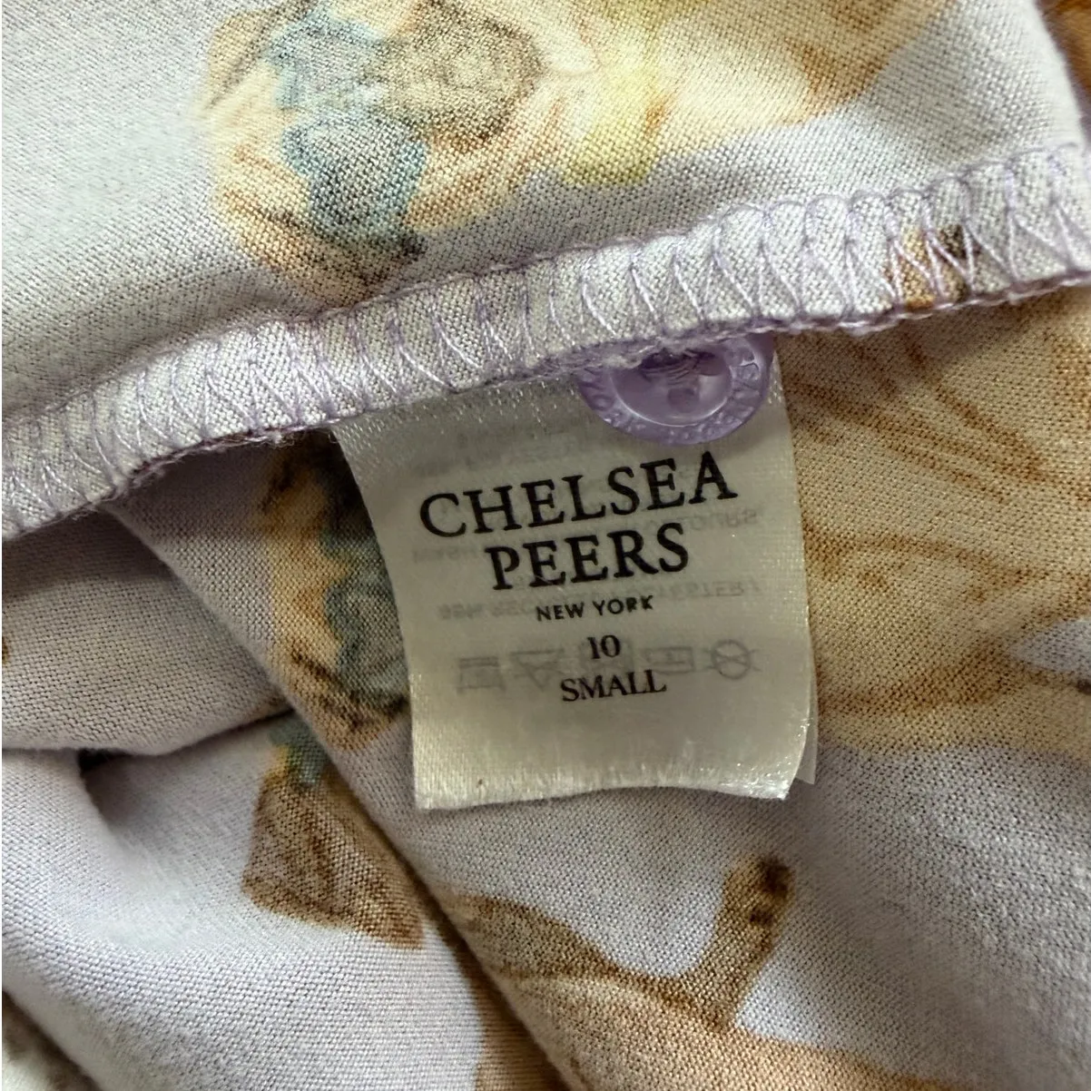 Chelsea Peers Dog Print Pajama Set Short Sleeve Button Top Shorts Size Small Purple - Image 5