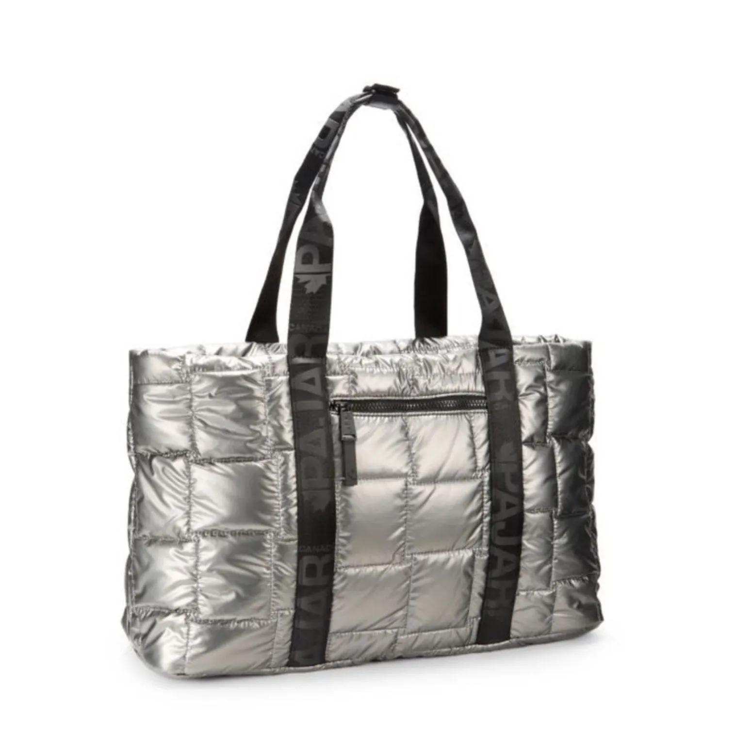 Pajar Canada Quilted Metallic Silver Tote Bag Travel Carry - Image 3