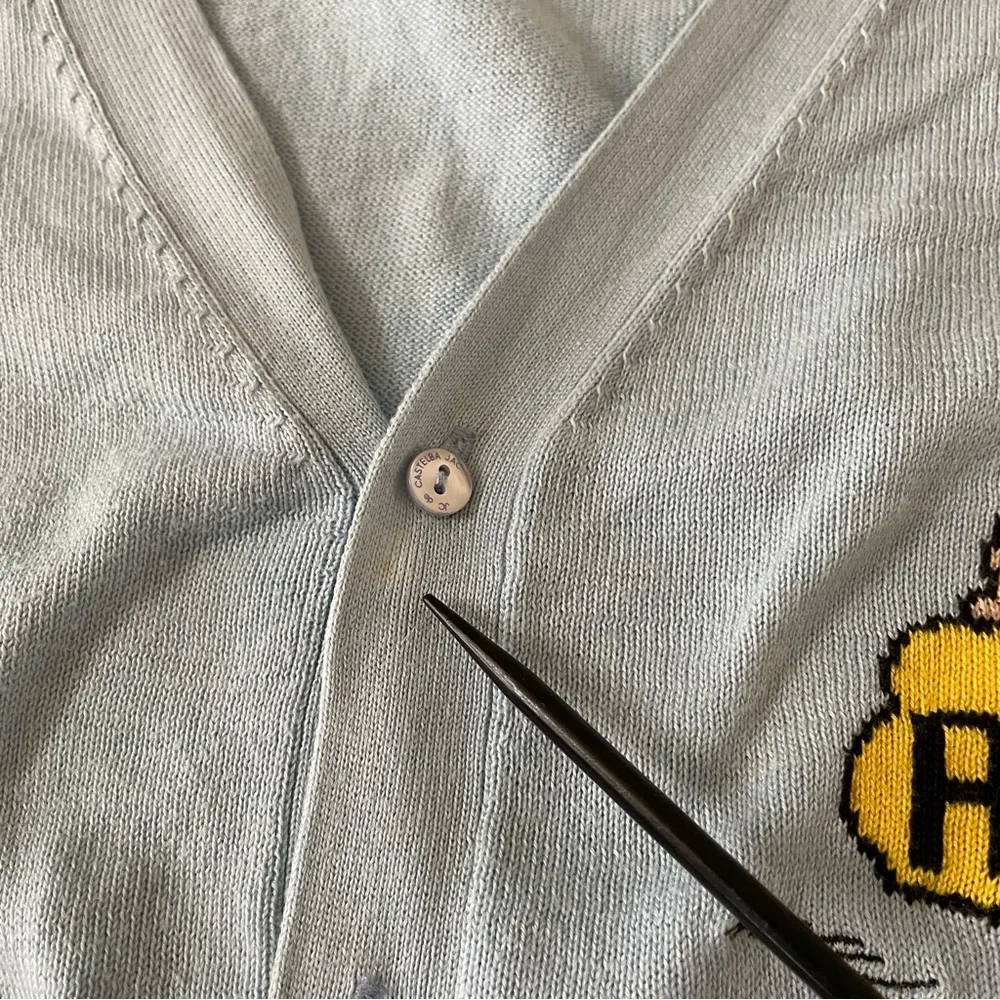 JC de CASTELBAJAC Cardigan Sweater Peanuts Snoopy Size M Light Blue Size M - Image 7