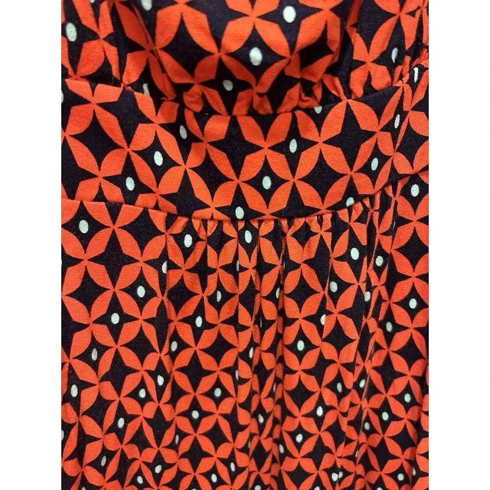 Ann‎ Taylor Dress A Line Empire Waist Red Orange Multicolor Spring Summer Large - Image 4