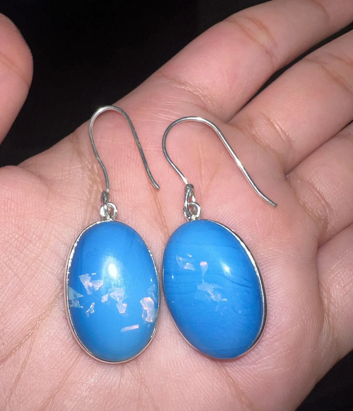 925 Silver Doublet Opal Gemstone Handmade Drop Dangle Earrings Jewelry Gift 1.72" - Image 2