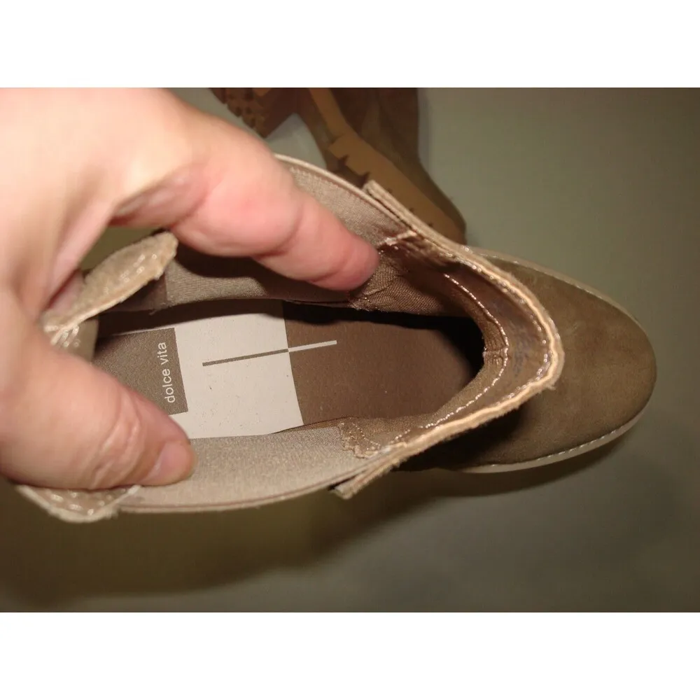 New Womens 11 Tan Leather Suede Dolce Vita Ankle Platform Boots Halina Ankl Lugg - Image 6