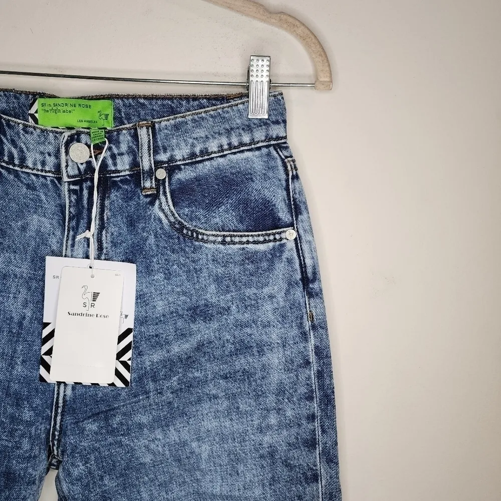 NWT Sandrine Rose Free‎ People Acid Wash Denim Straight Leg 28 High Rise Jeans - Image 3